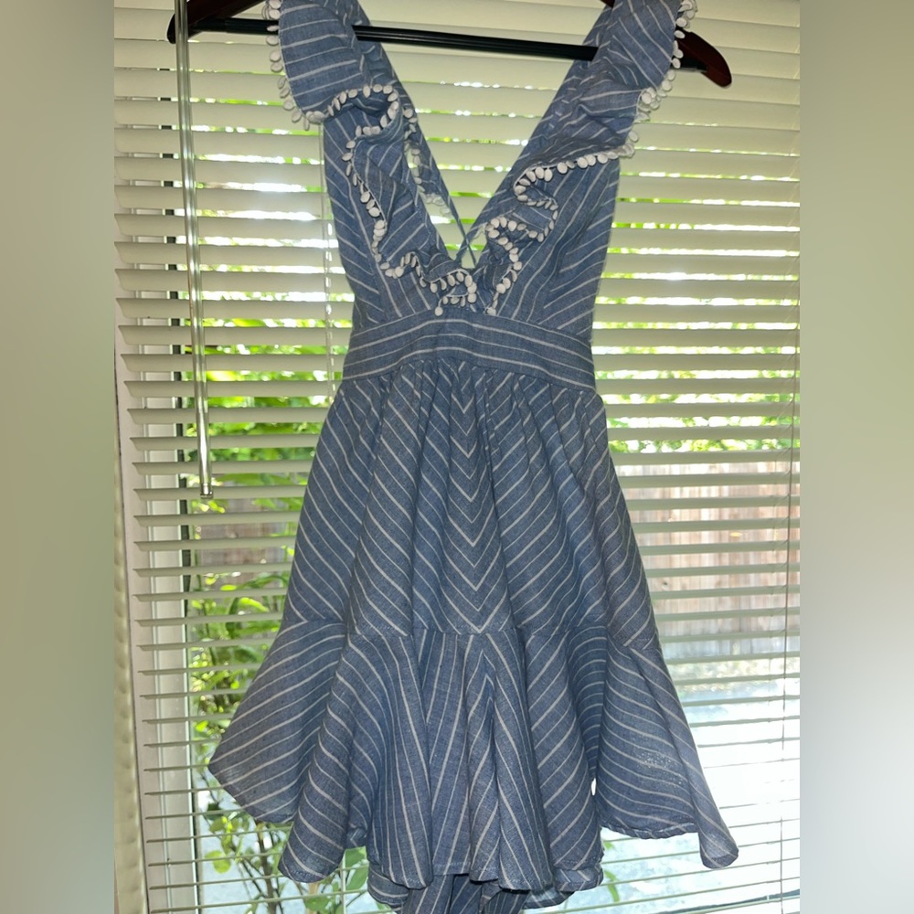 Blue Striped Ruffle Mini/Playsuit